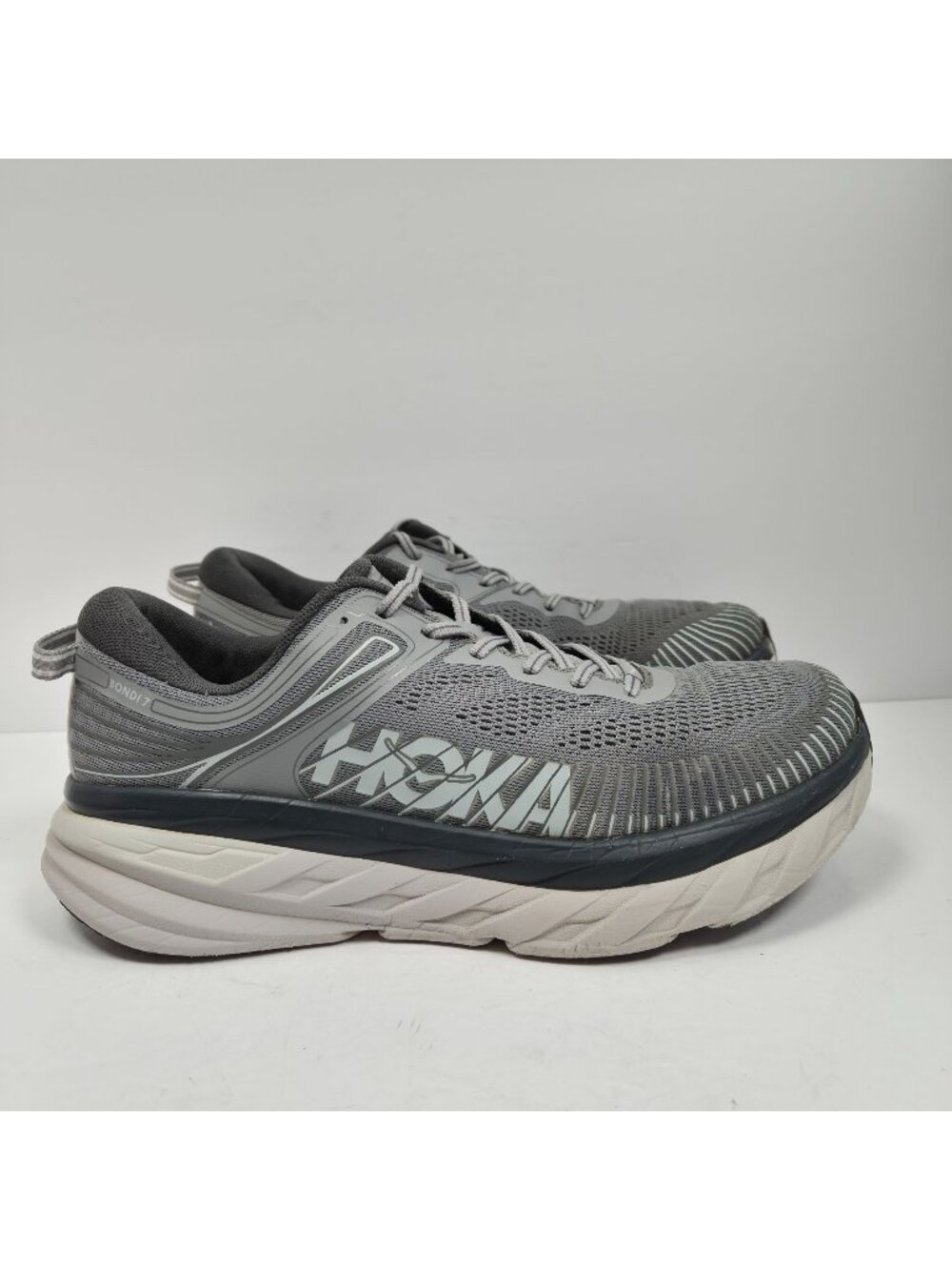 Hoka One One Bondi 7 Men's Gray Running Shoes 1110518 US Size 10.5